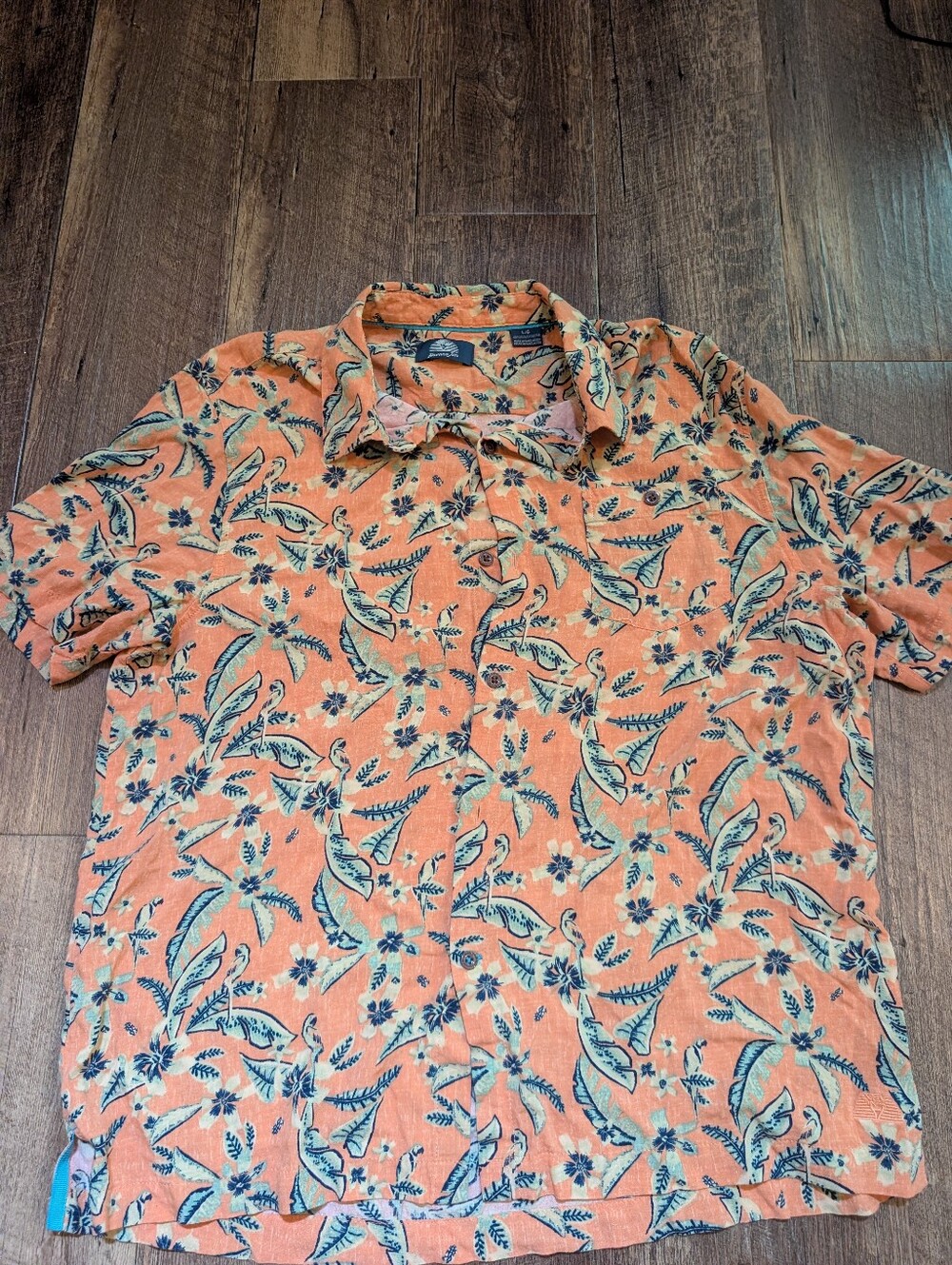 Men's Hawaiian Jim Short Sleeve Floral Shirt Size L